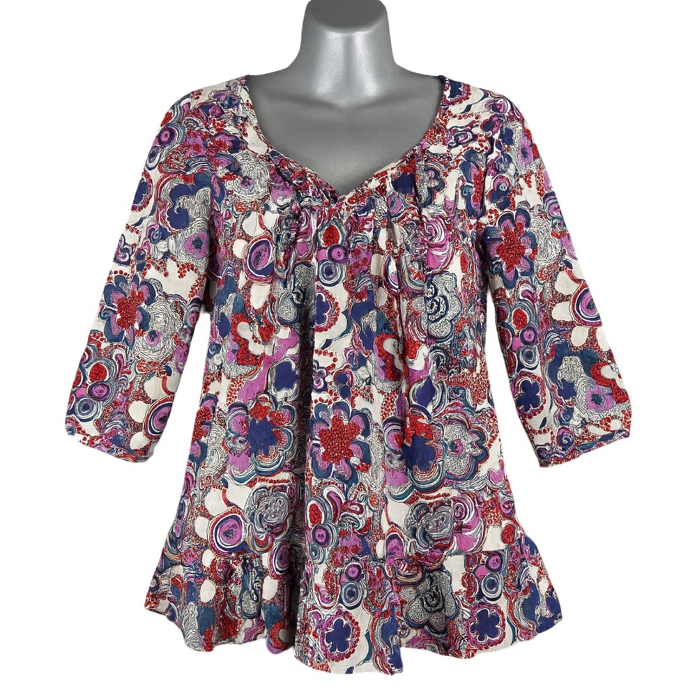 Liberty of London Target Womens M Boho Floral Blouse Top Multicolor Y2K Festival